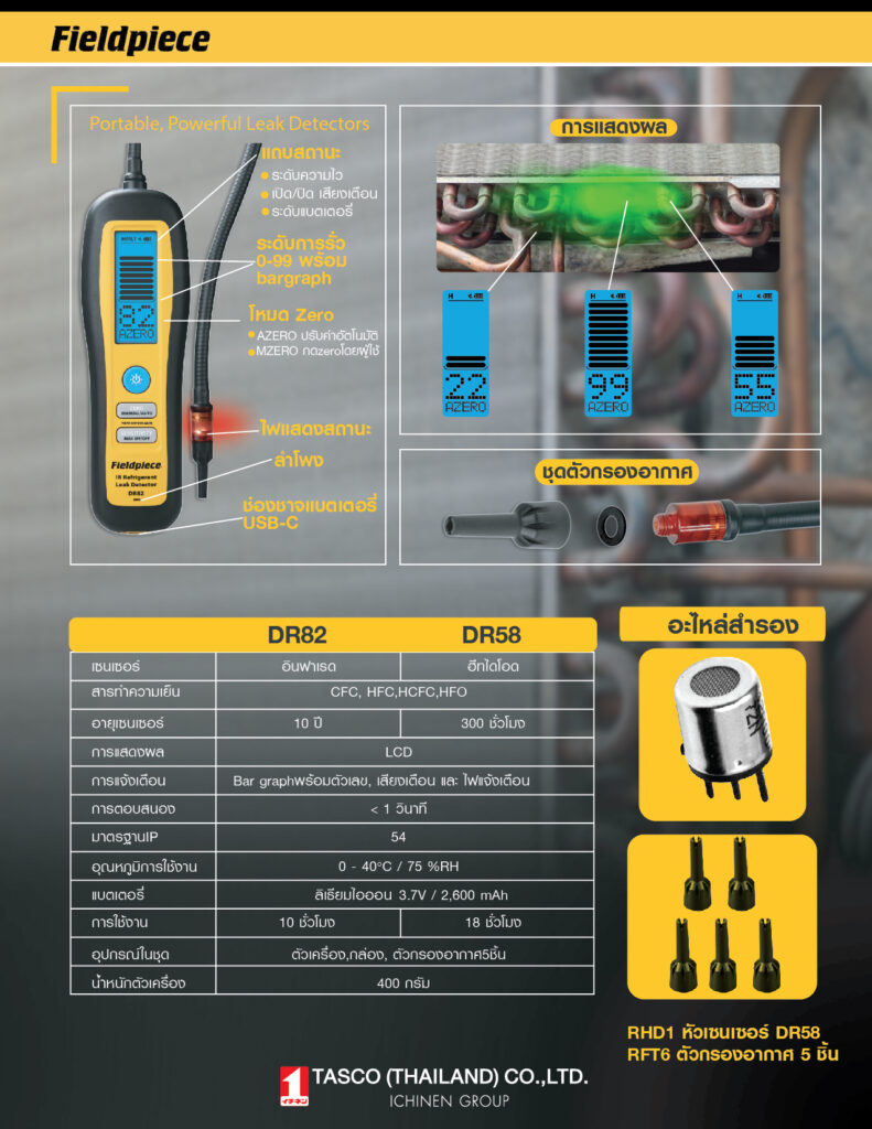 DR82 – เครื่องตรวจจับสารทำความเย็น แบบInfrared - Tasco.co.th